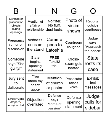 You Broke My Heart Bingo Card