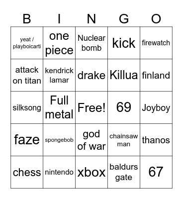 infinite craft Bingo Card