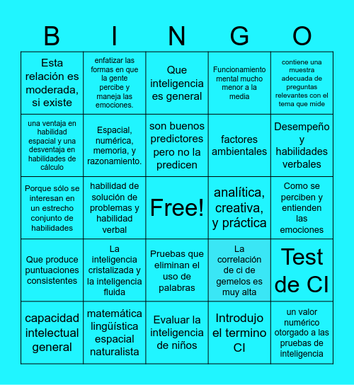 Repaso de Psicología Bingo Card