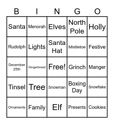 Christmas Bingo Card
