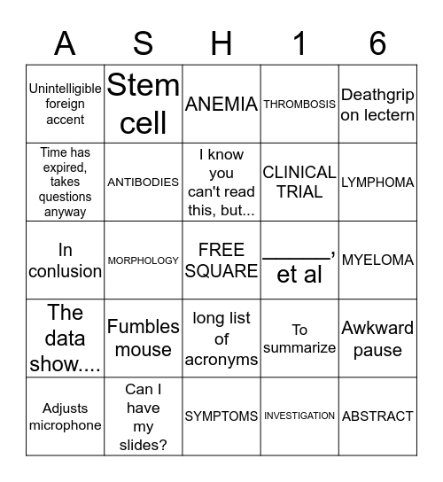 FROM THE STAGE Bingo Card
