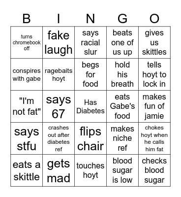 Cooper Bingo Card