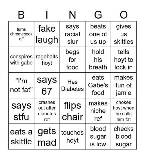 Cooper Bingo Card