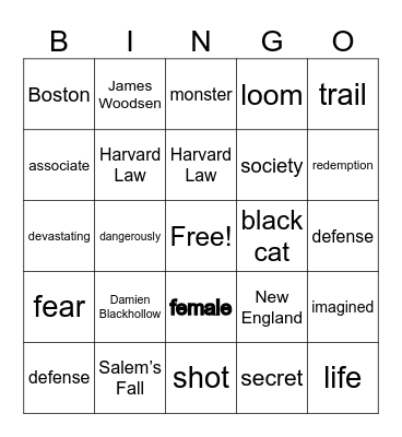 SALEM'S FALL Bingo Card