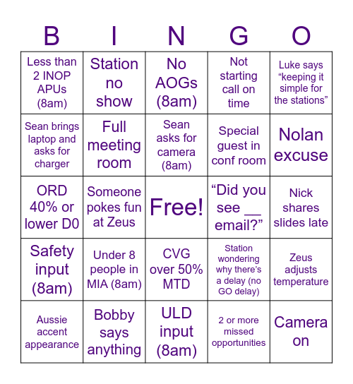Station Boss Bingo REV 5 Bingo Card