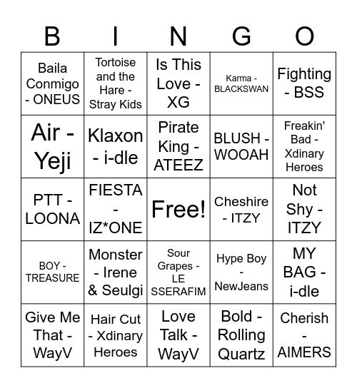 4th Gen Songs Bingo Card