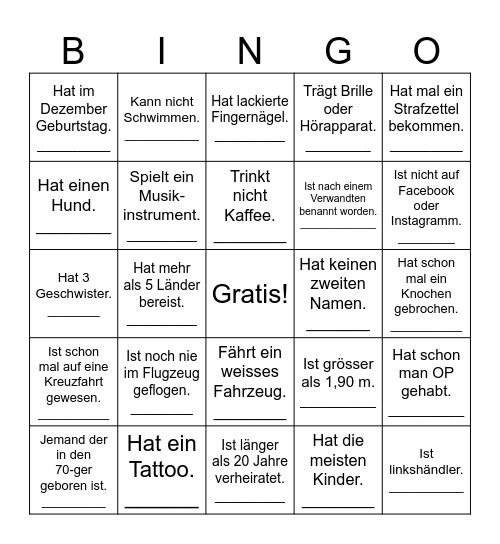 Dücks Familien - Bingo Card