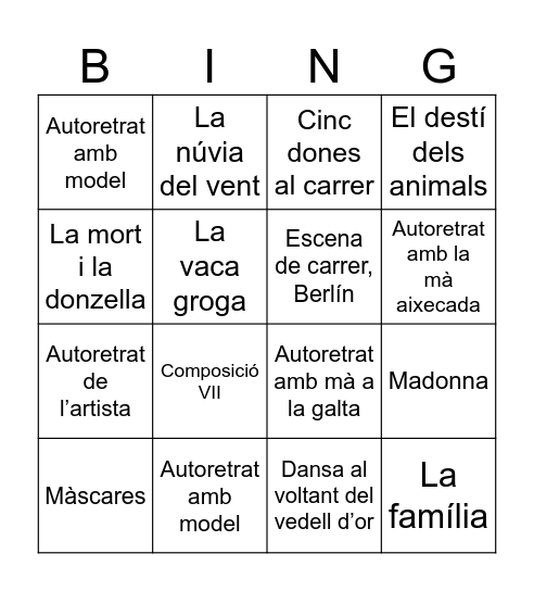 Obres expressionistes! Bingo Card