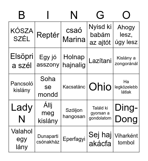 BARKÓCA Bingo Card