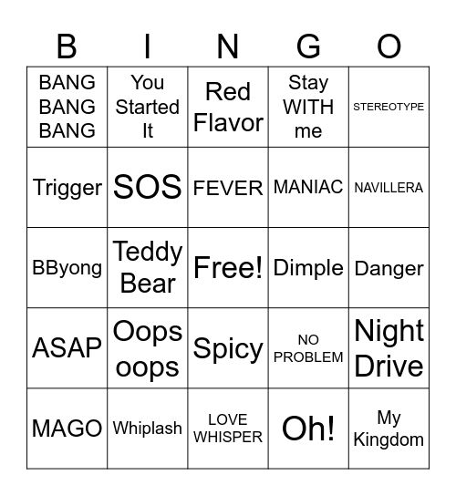 K-POP MB ROUND 1 Bingo Card