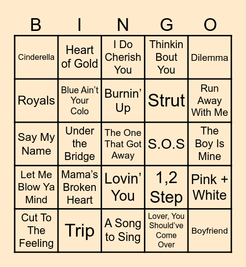 Scorpio Musical Bingo Card