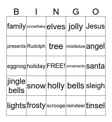 Christmas Bingo! Bingo Card