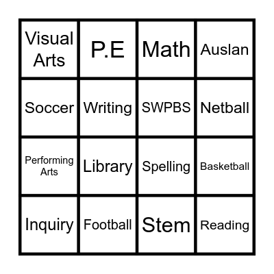 Auslan Bingo Card