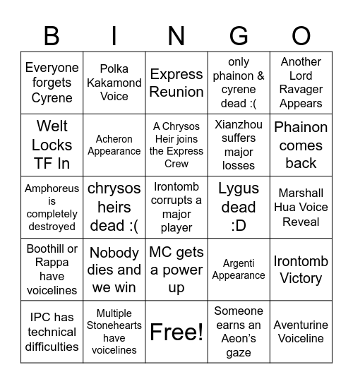 3.7 Trailblaze Quest Bingo Card