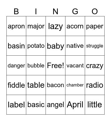 Red group Bingo Card