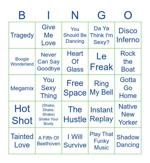 70's Disco Bingo Card