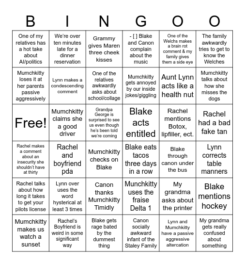 2025 Family-Friend Trip Drama 🧜🏿‍♂️ Bingo Card