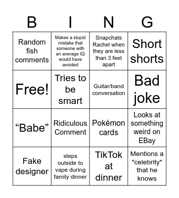 Piano Man 🤣 Bingo Card