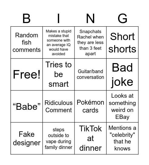 Piano Man 🤣 Bingo Card