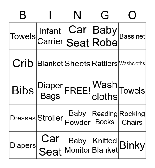 Baby Shower  Bingo Card