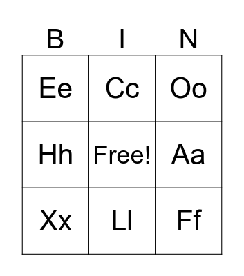 Alphabet Bingo Card