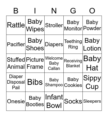 BABY CALLAN BINGO Card
