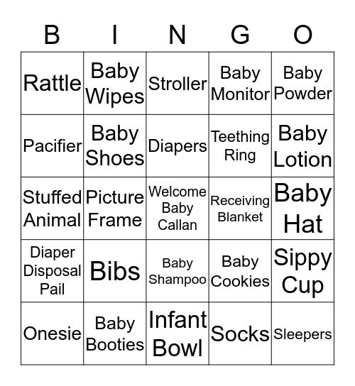 BABY CALLAN BINGO Card