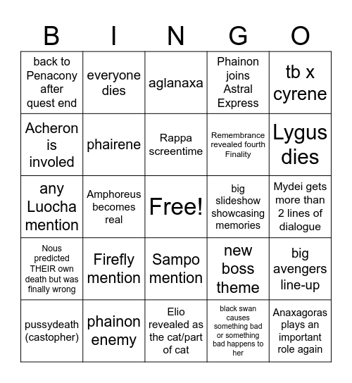 3.7 story predictions Bingo Card