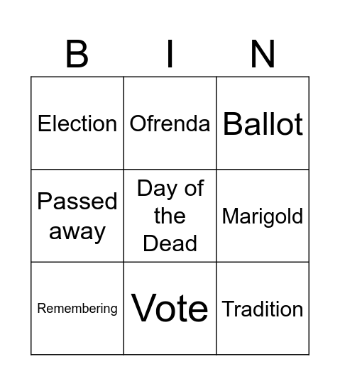 11/4 Bingo Card