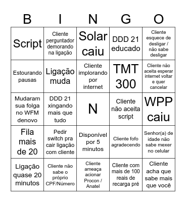Escravos da Claro Bingo Card
