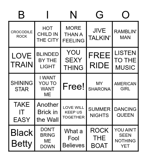 Musical Decades: 70s Bingo Card