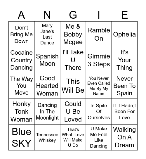 ANGIES BDAY  BINGO! Bingo Card