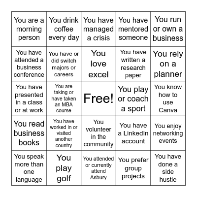 Common Ground Bingo Card