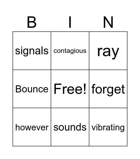 Vocabulary bingo small group Bingo Card