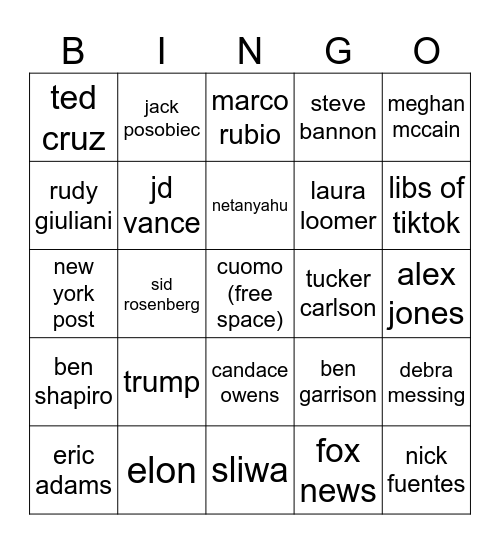 mamdani derangement syndrome bingo Card