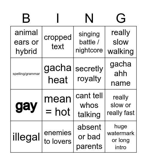 gacha bingo Card