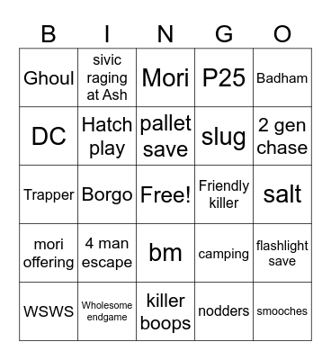 DBD Bingo Card