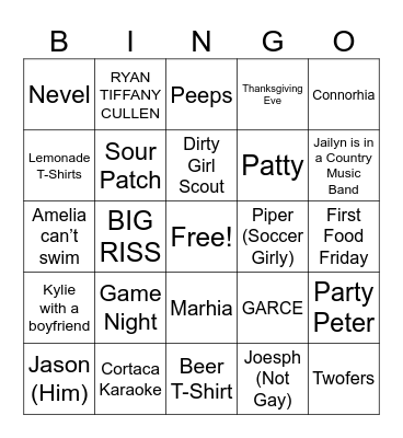 November Bingo Card