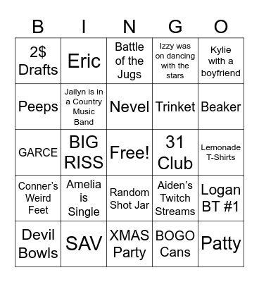 November Bingo Card