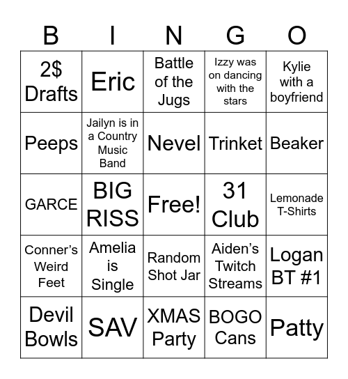 November Bingo Card