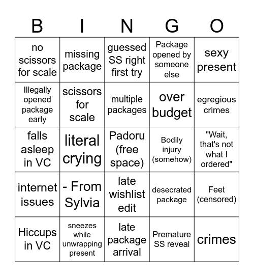 YERA 2k25 Bingo Card