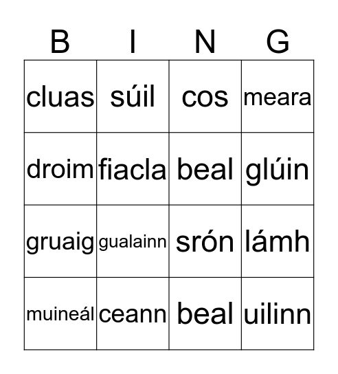 Mo Chorp Bingo Card