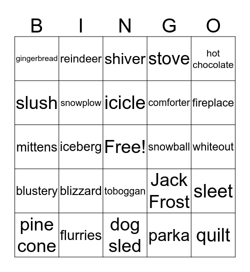 Winter Bingo Card