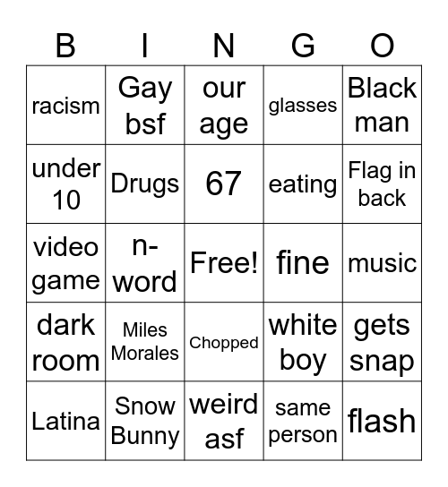 Shane Bingpo Bingo Card