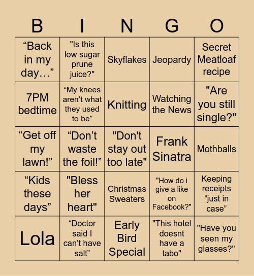 Thanksgiving at Lola's Bingo Card