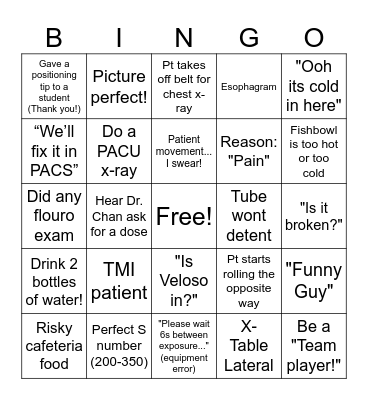 RAD TECH BINGO! Bingo Card