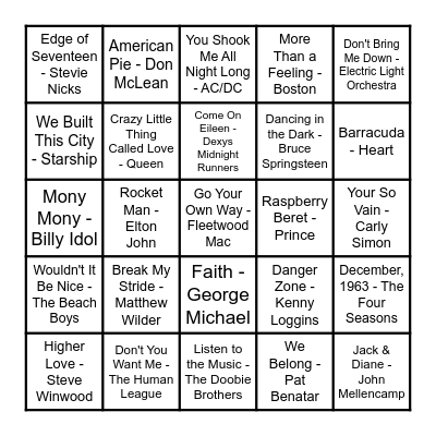 CLASSIC ROAD TRIP Bingo Card