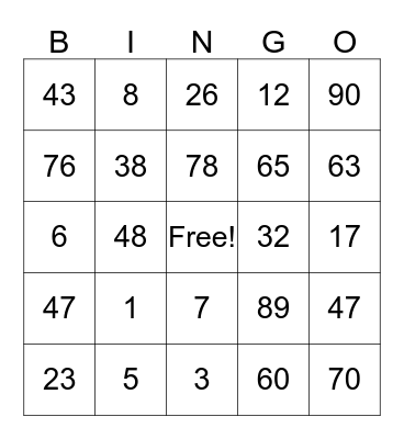 Nami's Birthday Party!! Bingo Card