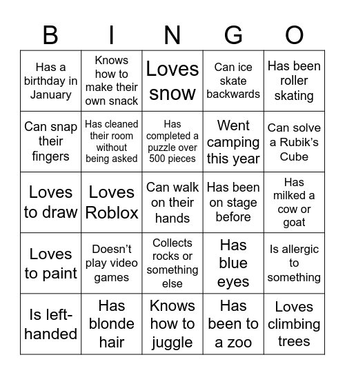 We'r eDifferent, We're the Same! Bingo Card