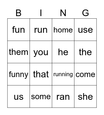 Phonics bingo Card